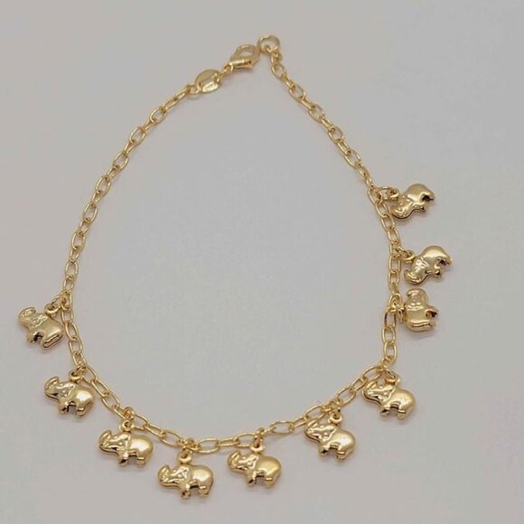 Jewelry - Brazilian 18k Gold Filled Multi Elephants Anklets